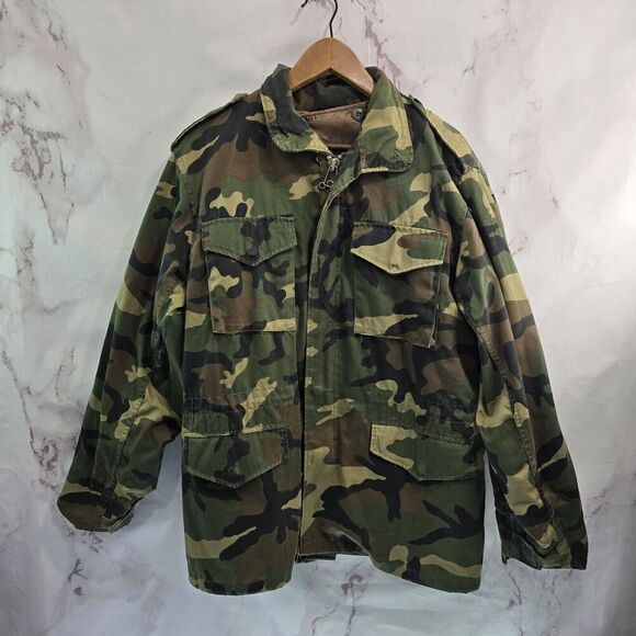 Military Jacket Mens Small Red Jungle Woodland Camo Cold Weather Lined Field - Picture 1 of 13